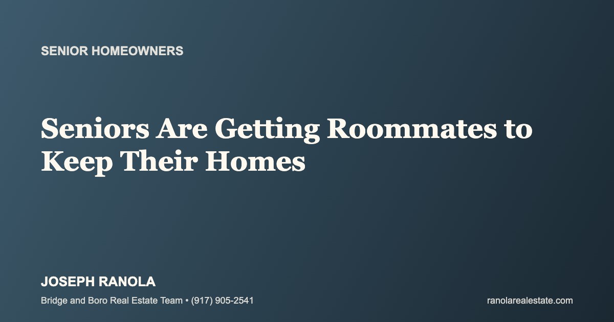 Seniors Are Getting Roommates to Keep Their Homes