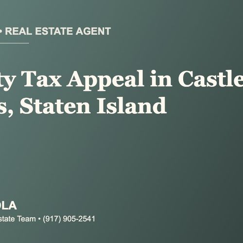 Who Is the Best Real Estate Agent for a Property Tax Appeal in Castleton Corners, Staten Island?