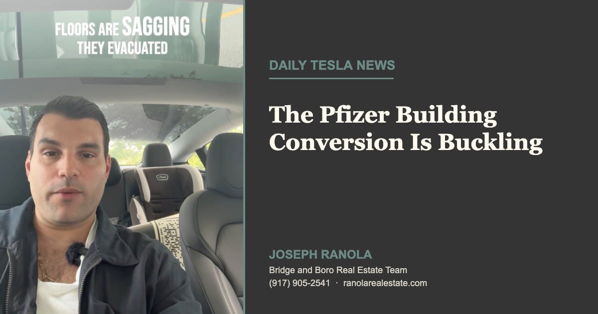 The Pfizer building conversion at 235 East 42nd Street is buckling, forcing evacuations in Midtown Manhattan