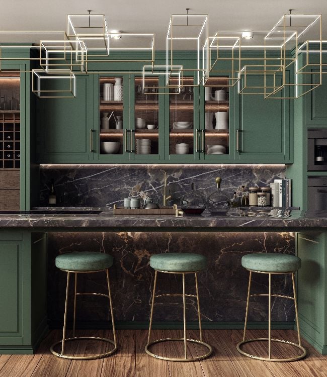 Dark green decorative fronts of cabinets(1)