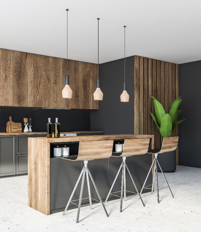 bar with stools standing in modern kitchen(1)