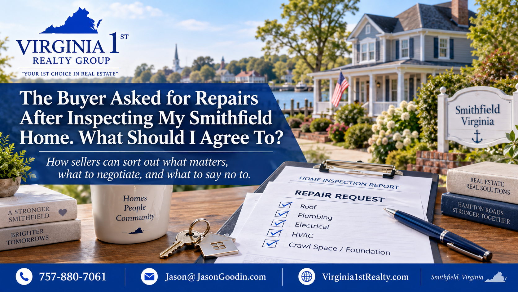 Smithfield VA seller reviewing buyer repair requests after a home inspection – Virginia 1st Realty Group