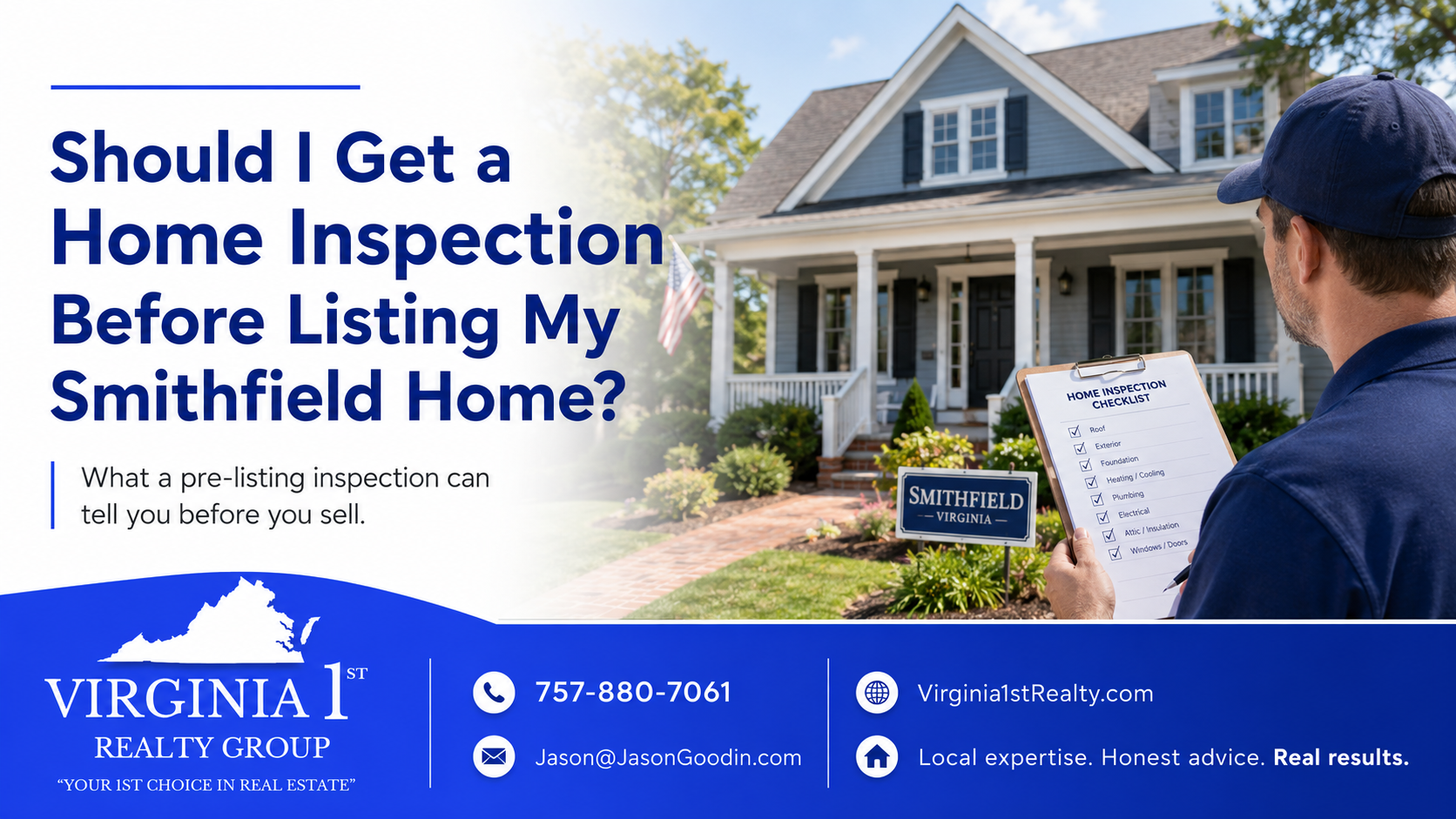 Smithfield VA home inspection before listing – Virginia 1st Realty Group
