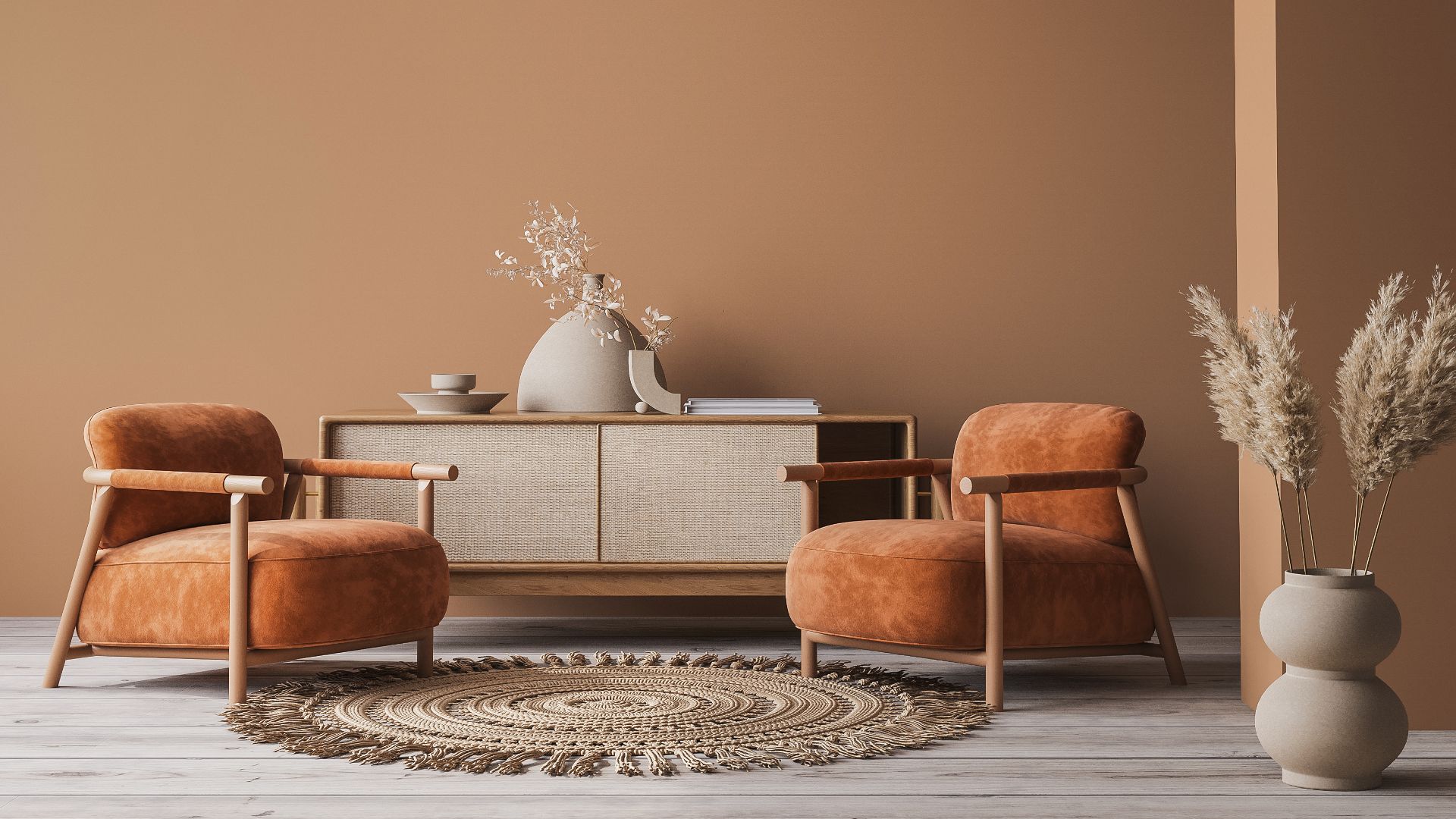 Cozy home interior with wooden furniture