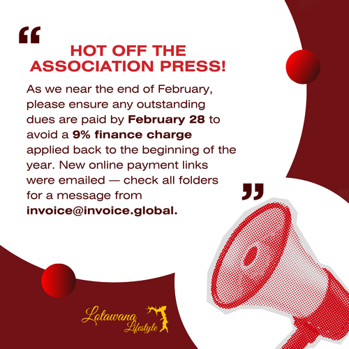 🚨 HOT OFF THE ASSOCIATION PRESS: Lake Lotawana Dues Deadline Is Here