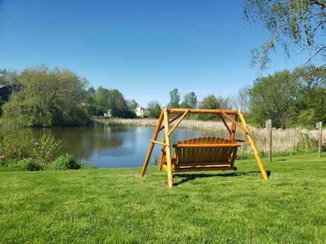lake forest - front pond bench