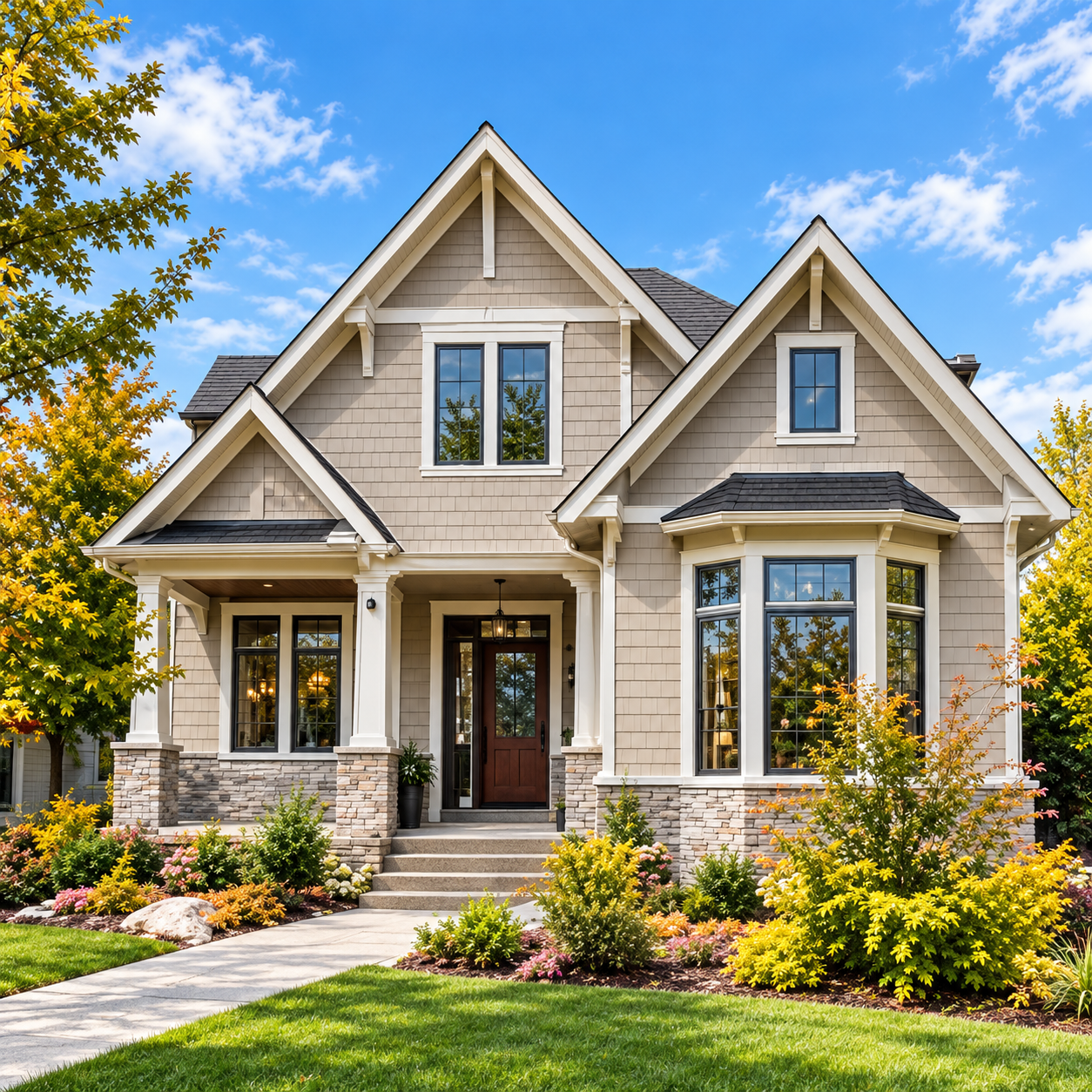 Classic Gabled Home With Garden