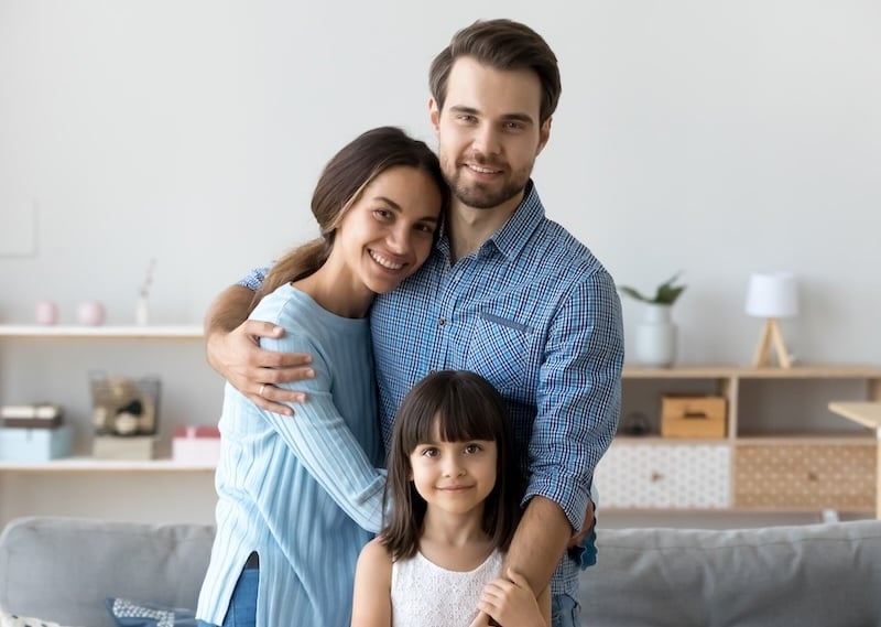 Full,Length,Diverse,Multi-ethnic,Family,Married,Couple,Wife,Husband,Little