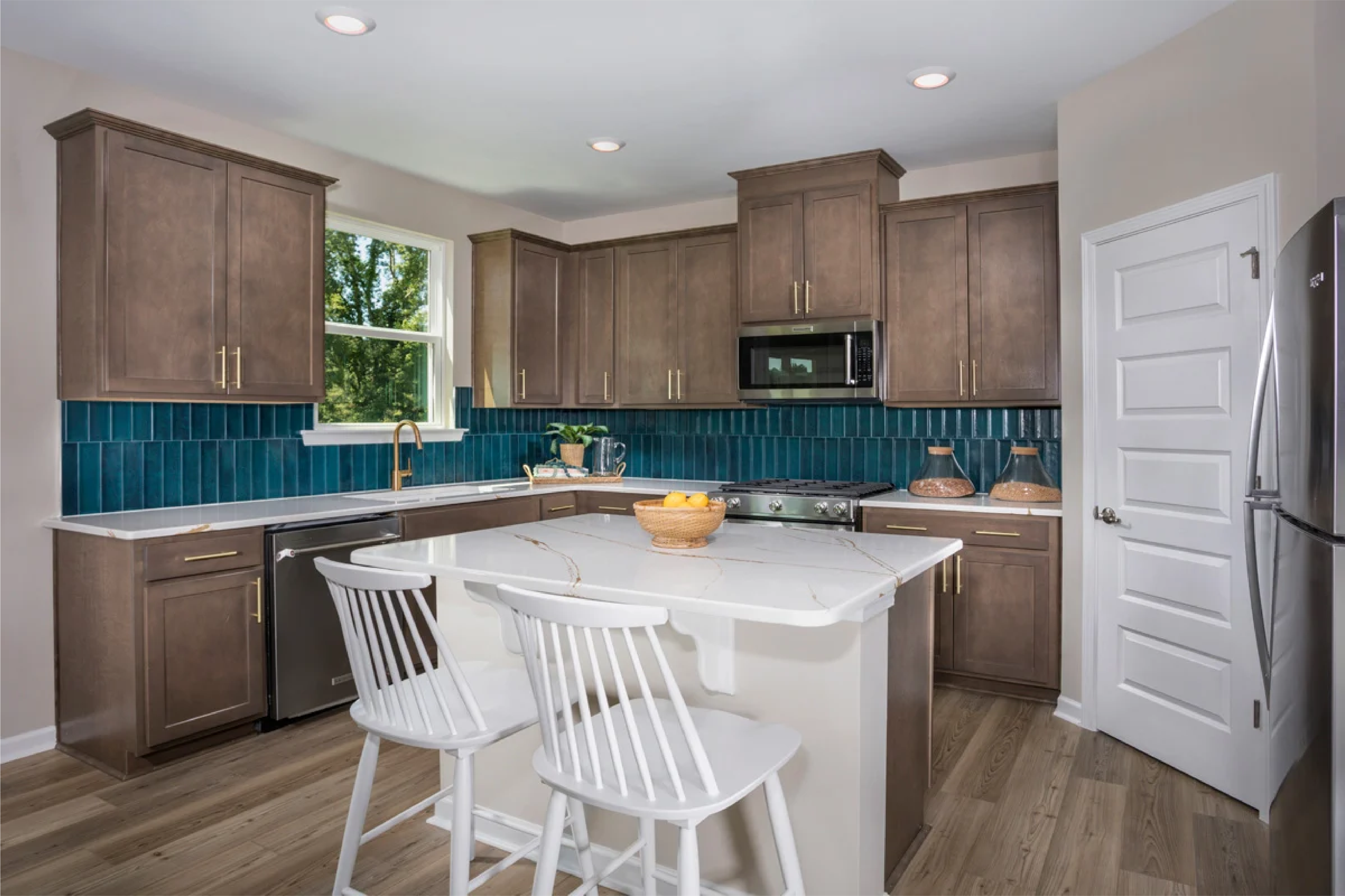 Kitchen inside a KB Home model home in Hollister California