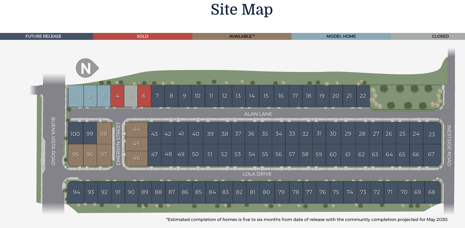Aspen Park community map and homesites in Hollister California