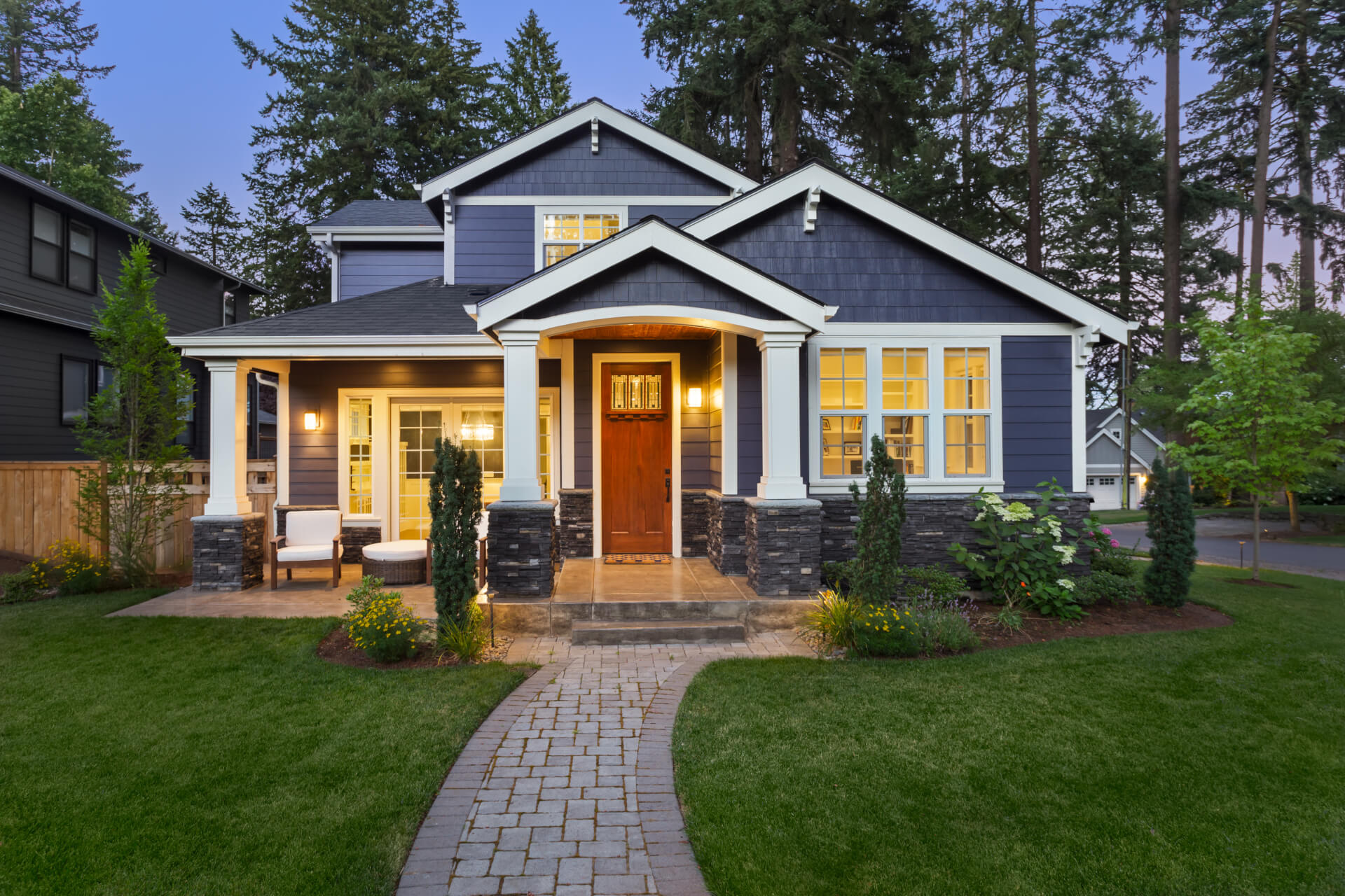 Luxury Home Exterior at Night