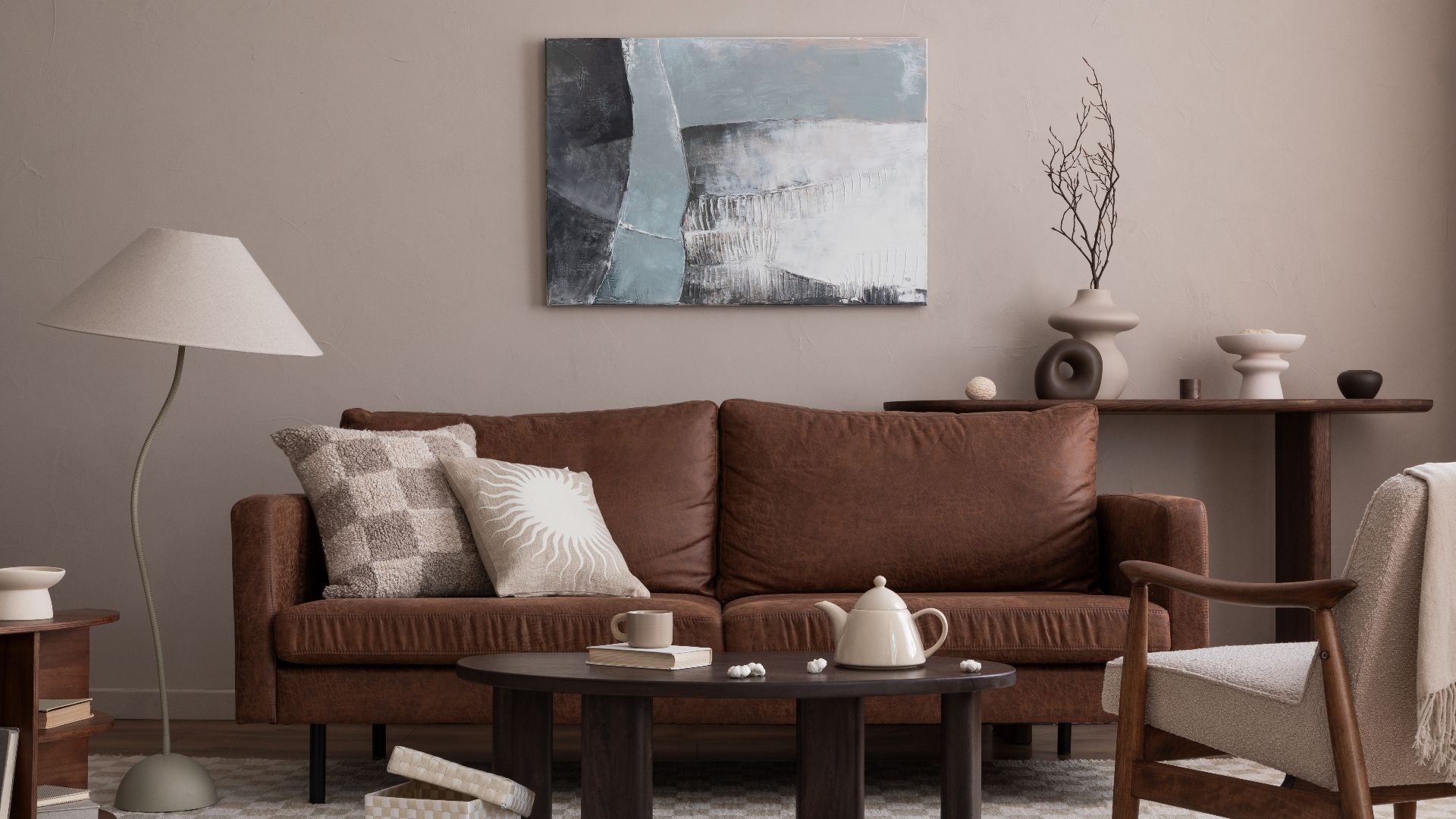 Classic composition of cozy living room interior