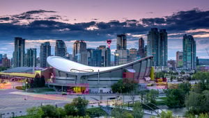 Calgary city skyline at night, Alberta