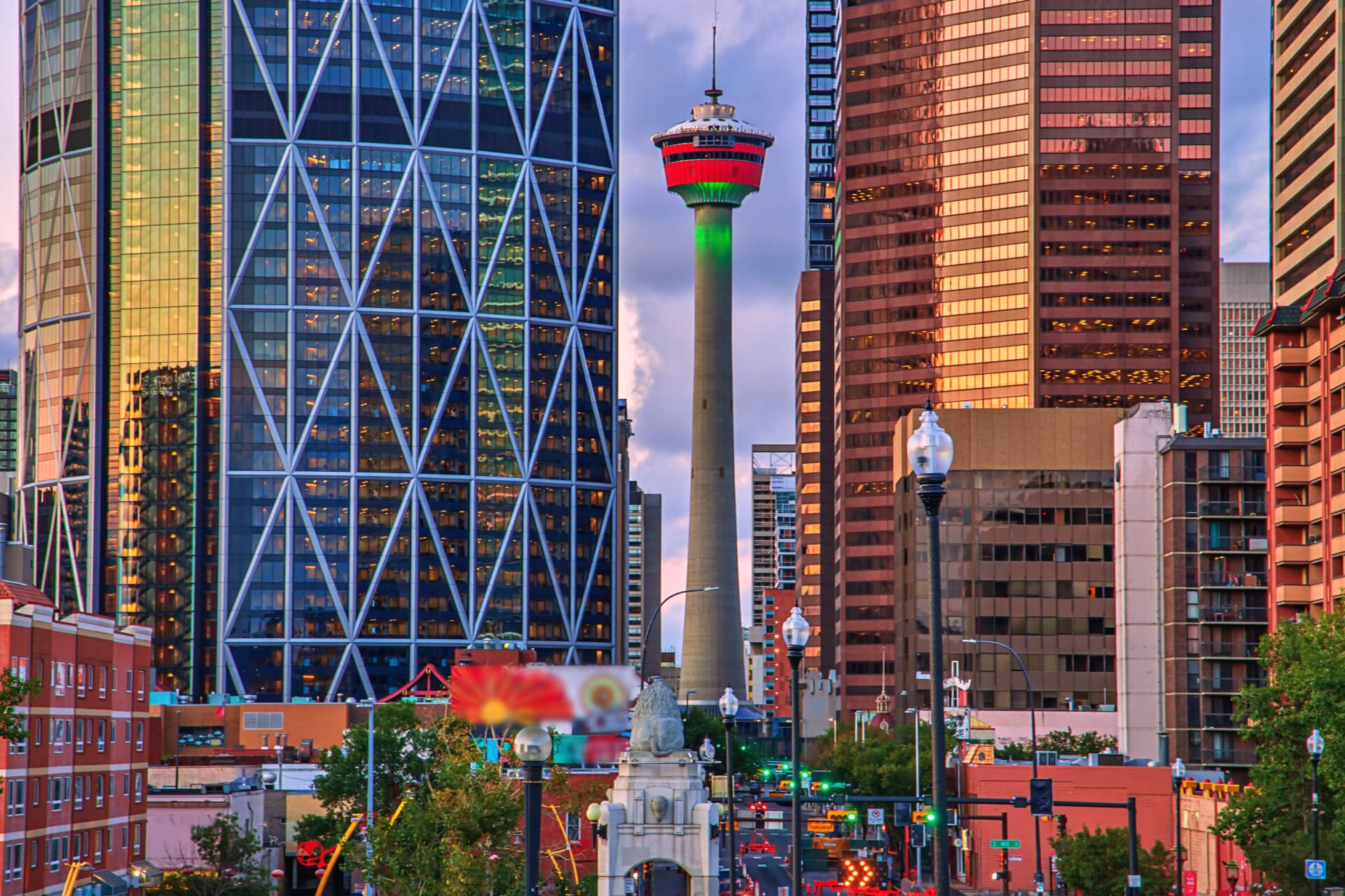 Calgary Tower standing tall in downtown