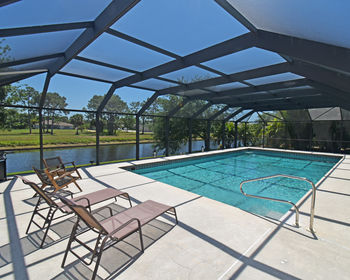 Large pool with water view
