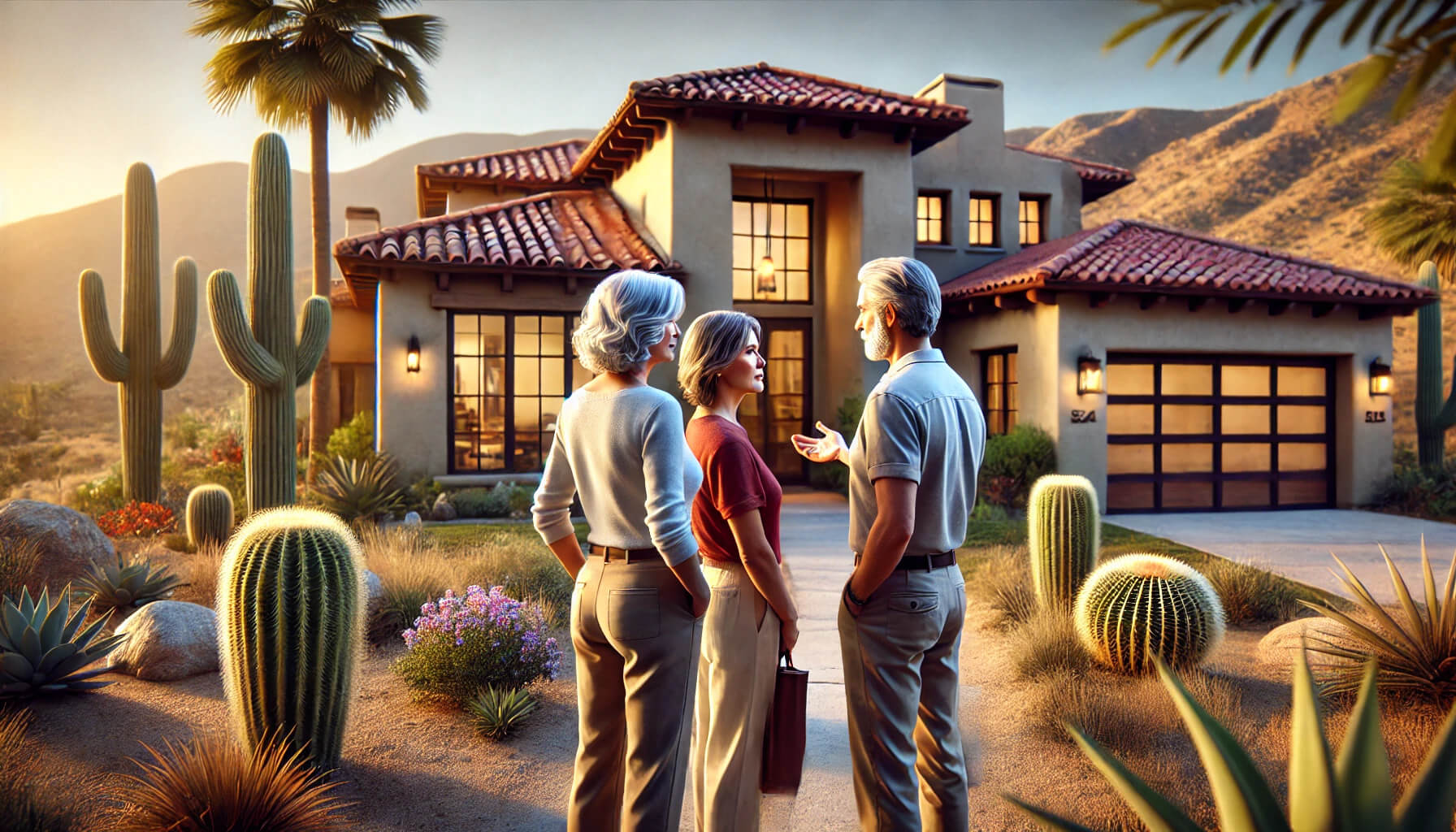 Ultimate-guide-to-buying-property-in southern-california-desert--People out front of home