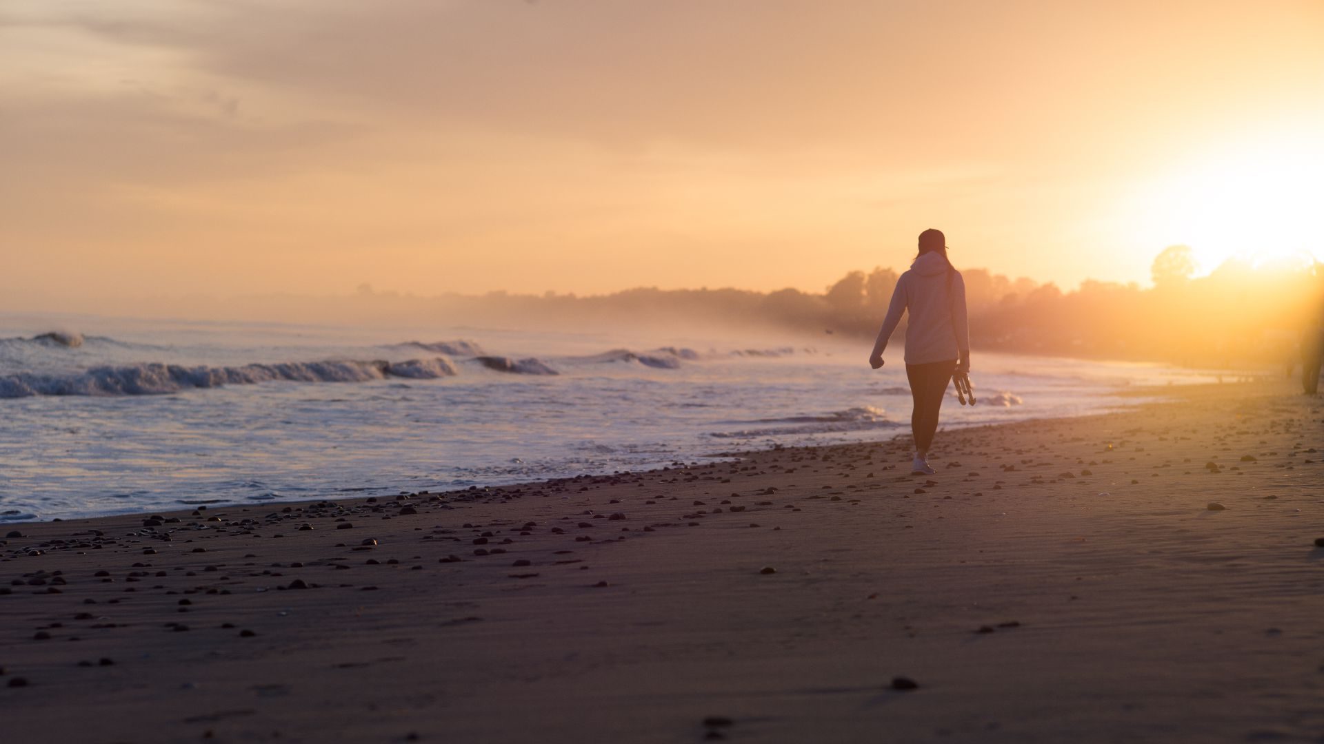 Aptos CA Sunrise Walking on the beach