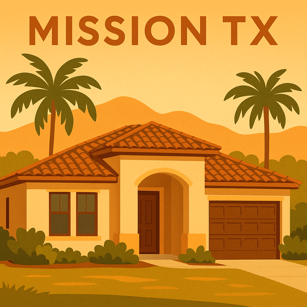 Mission TX suburban home with palm trees