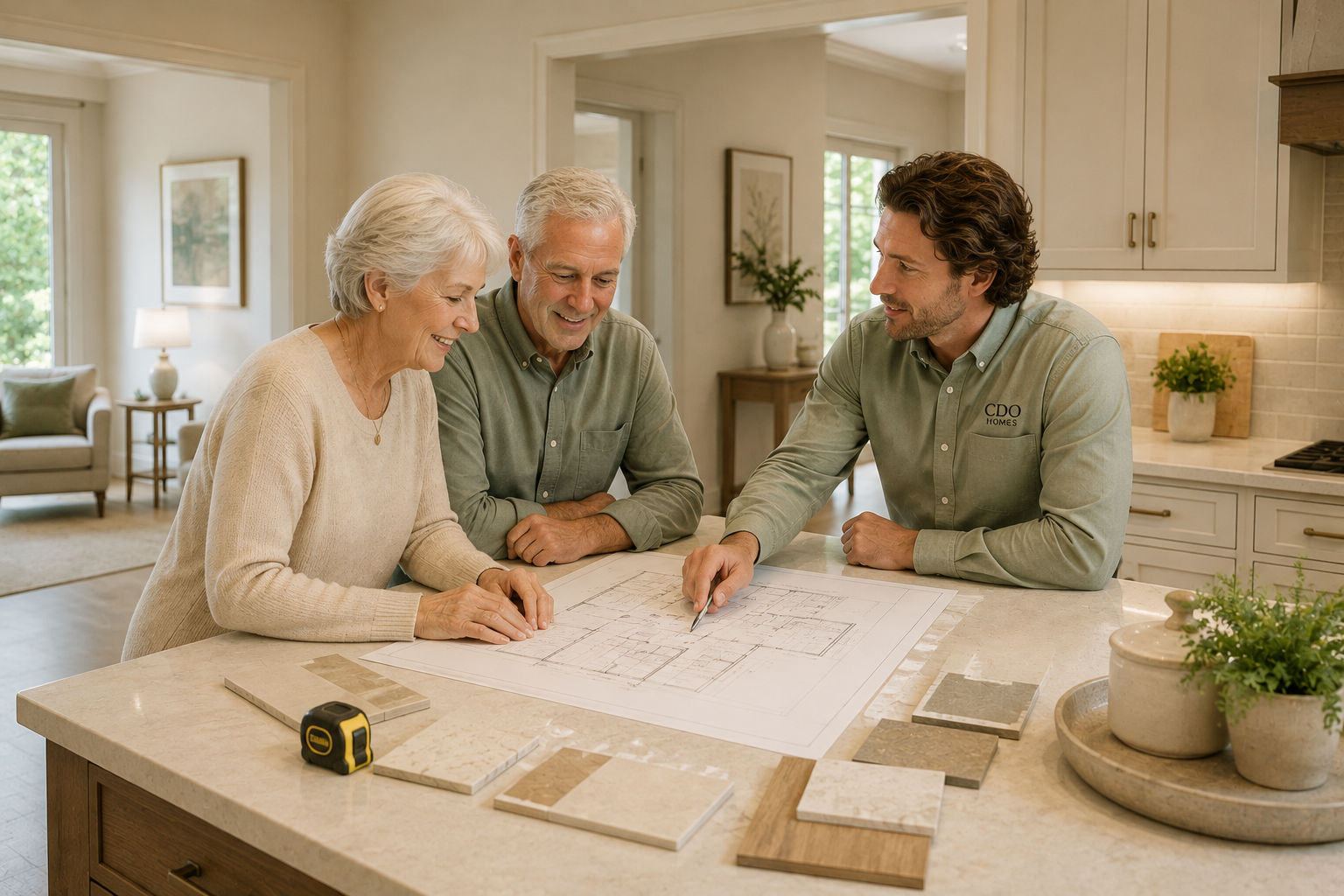 Older homeowner using an accessible home with safety improvements designed to support mobility and independent living.