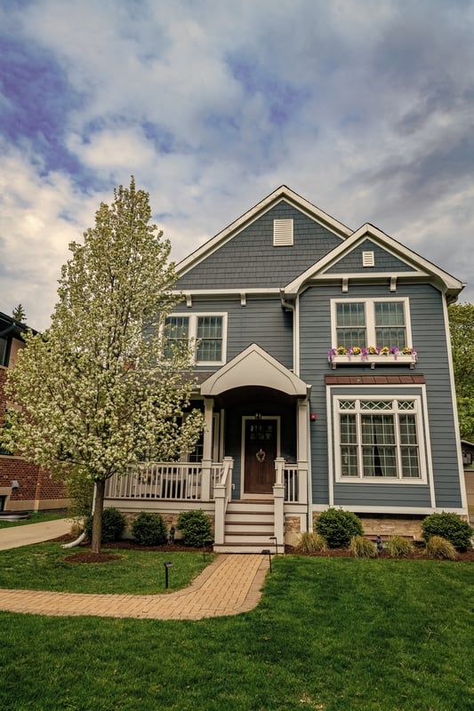 Residential,House,Architecture,In,America.,Architecture,In,Suburban,Neighborhood.,Cottage