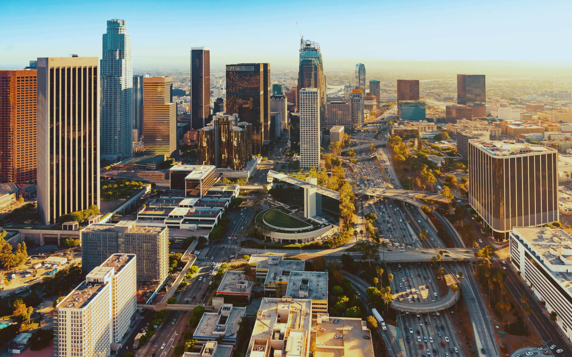 Downtown Los Angeles at sunset