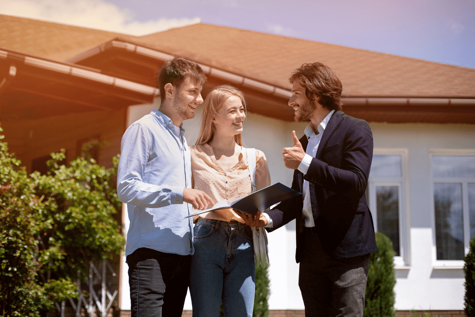 Young couple meeting with a real estate agent in Danville