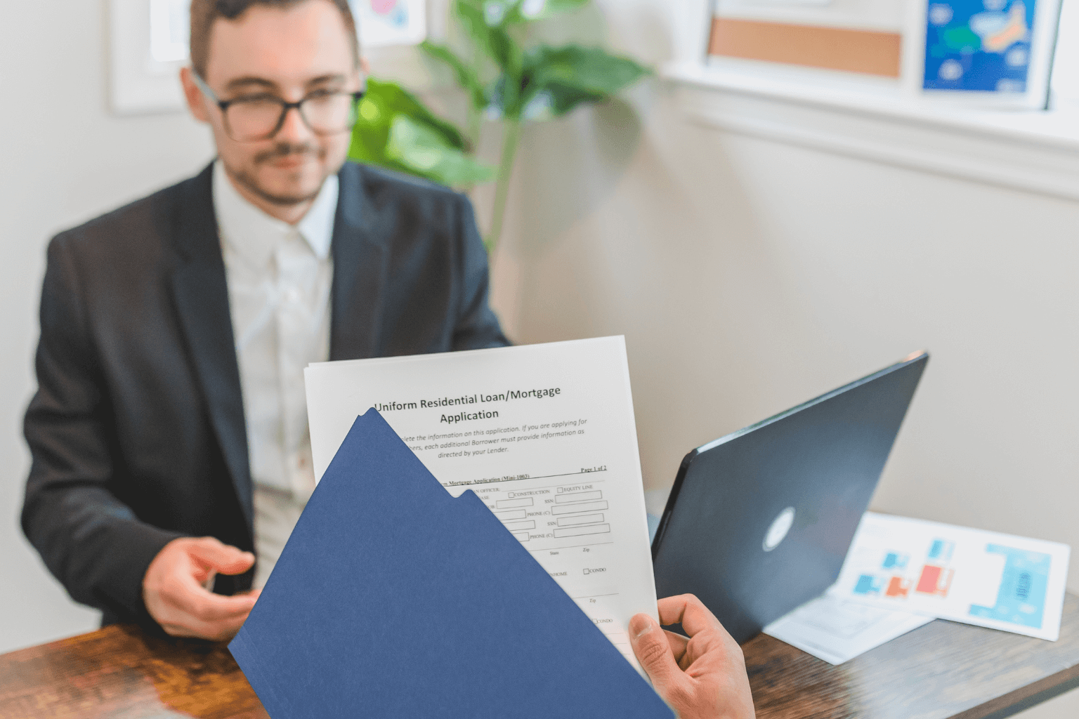Homebuyer getting mortgage preapproval from a loan officer