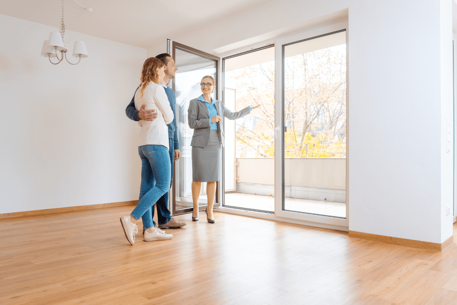 Real estate agent showing a house to a first-time buyer in Concord