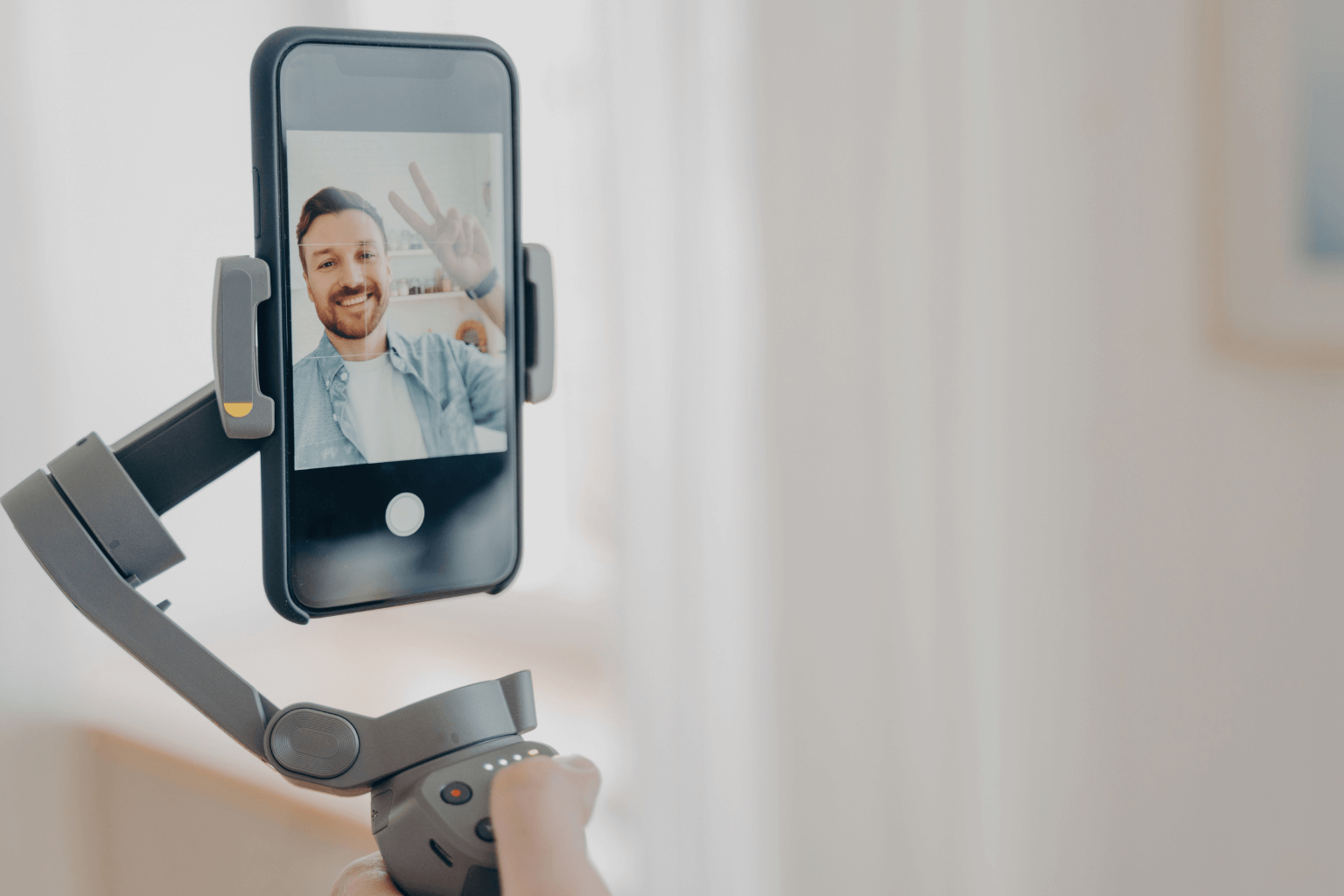 Real estate agent recording an authentic video message for social media