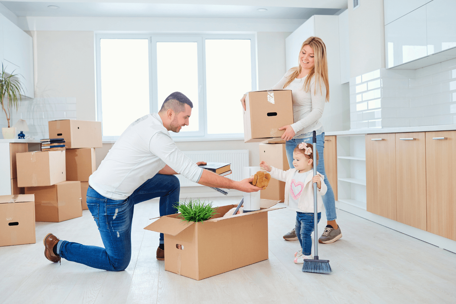 Family moving into a new home in Concord California.