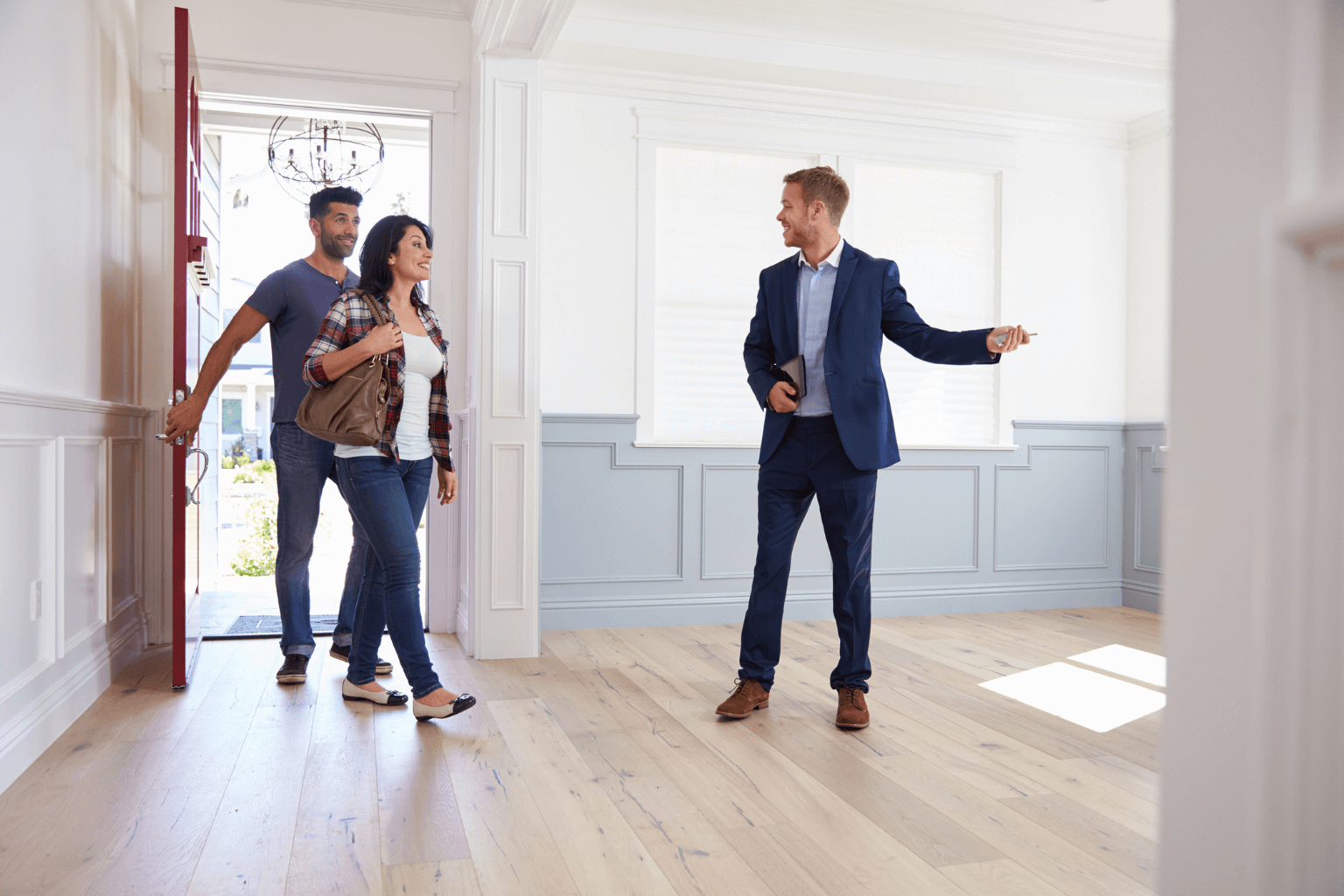 Concord real estate agent walking into a home showing