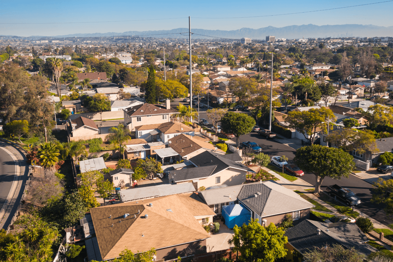 A scenic view of Danville CA homes with blue skies