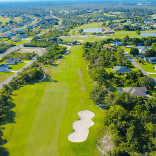Drone View: Golf Course Properties in San Ramon