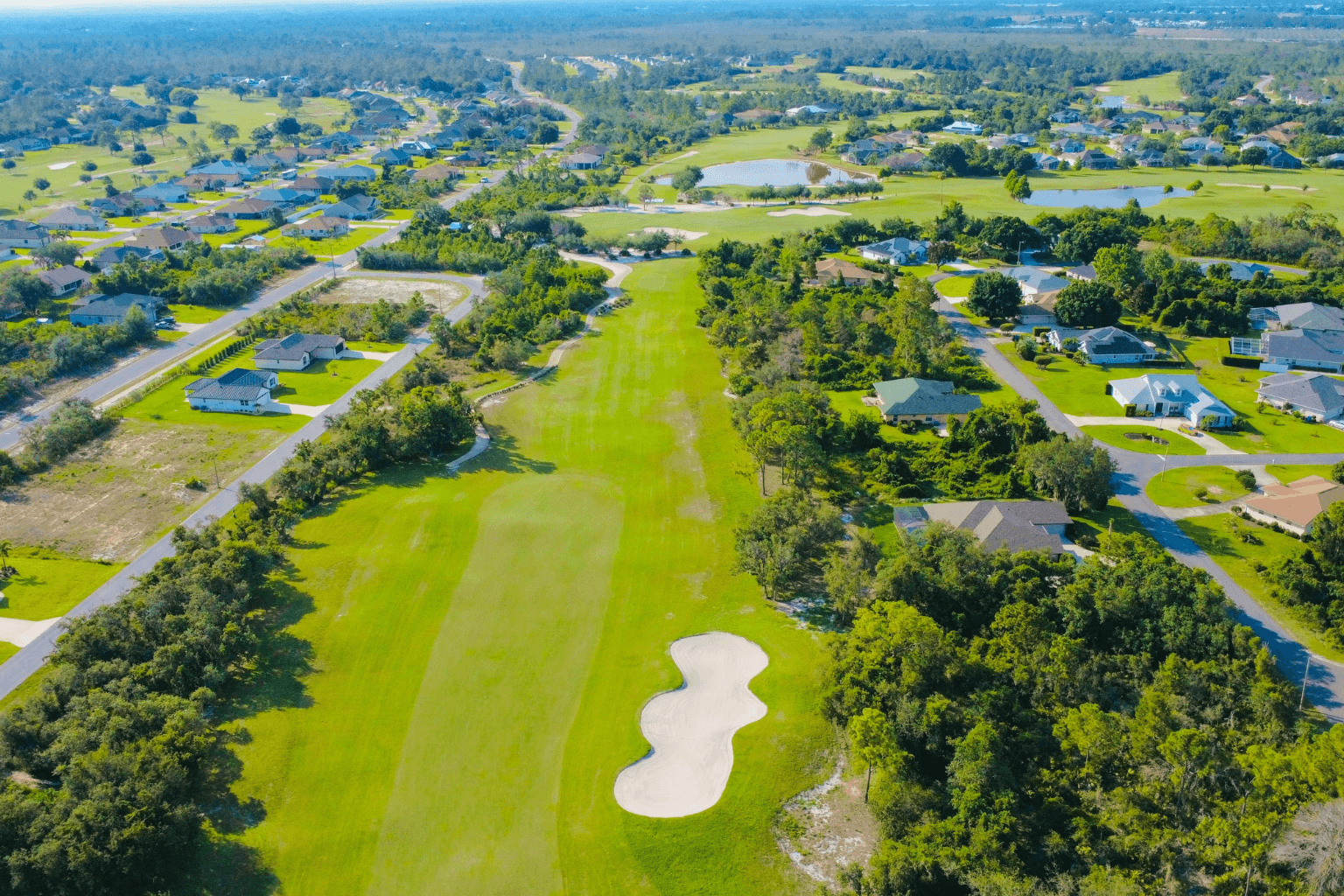 Aerial view of golf course properties in San Ramon California