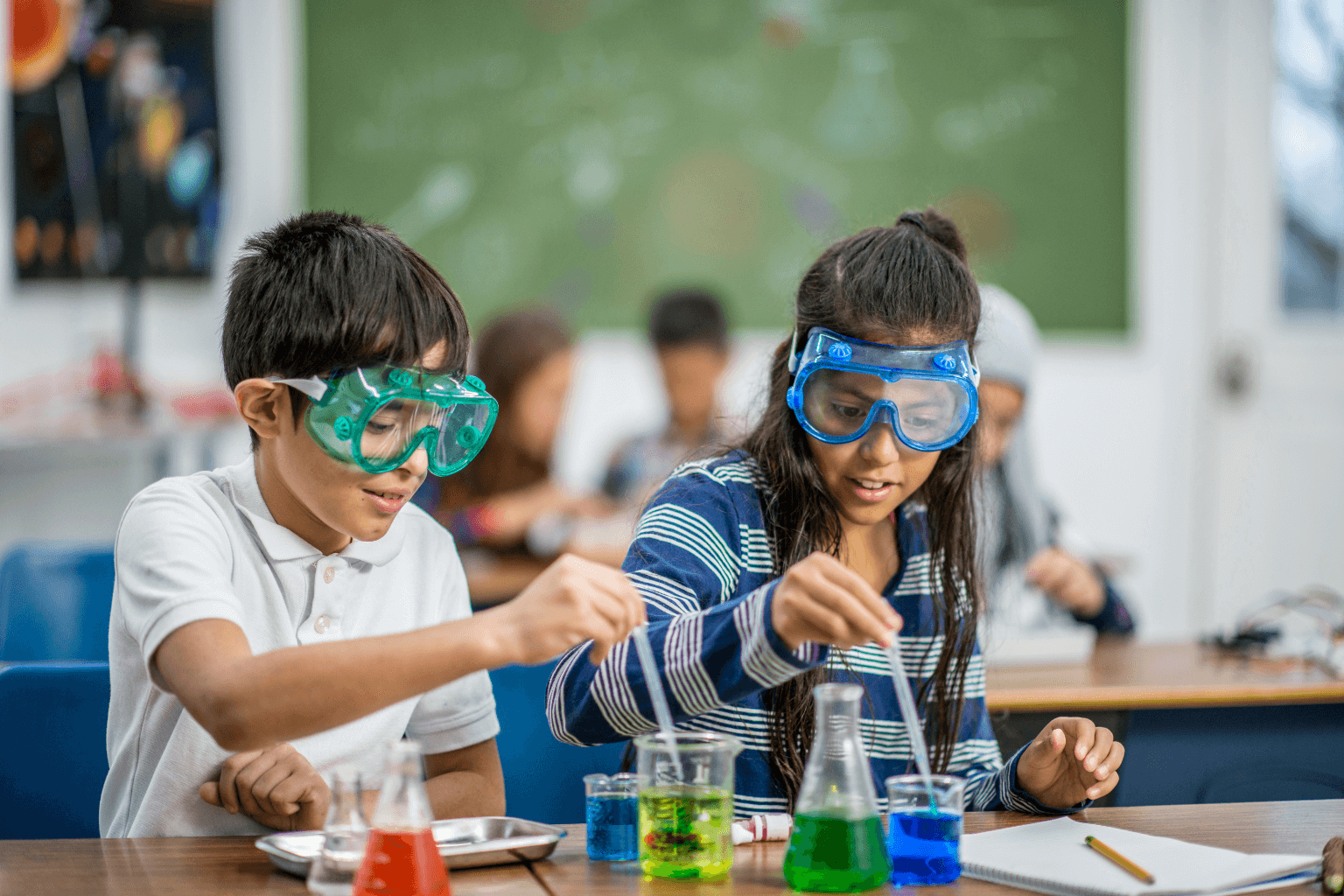 students working on a science project