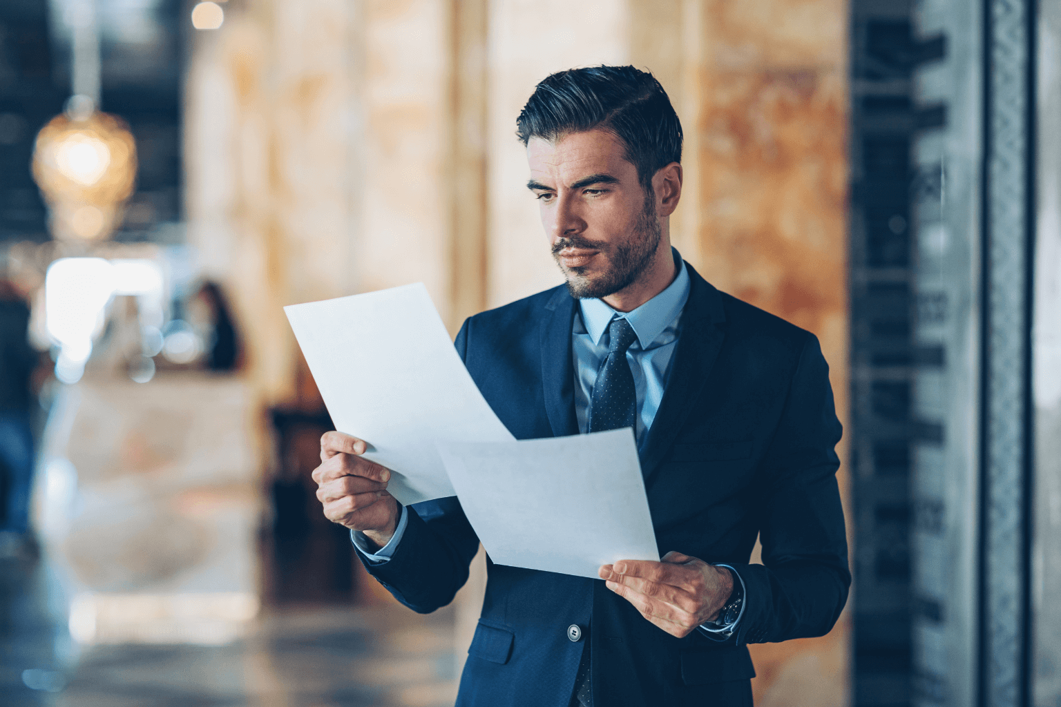 Real estate marketer reviewing campaign performance results