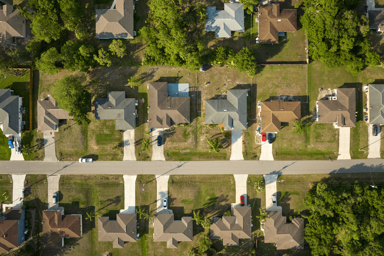 Aerial view of homes in a Moraga neighborhood