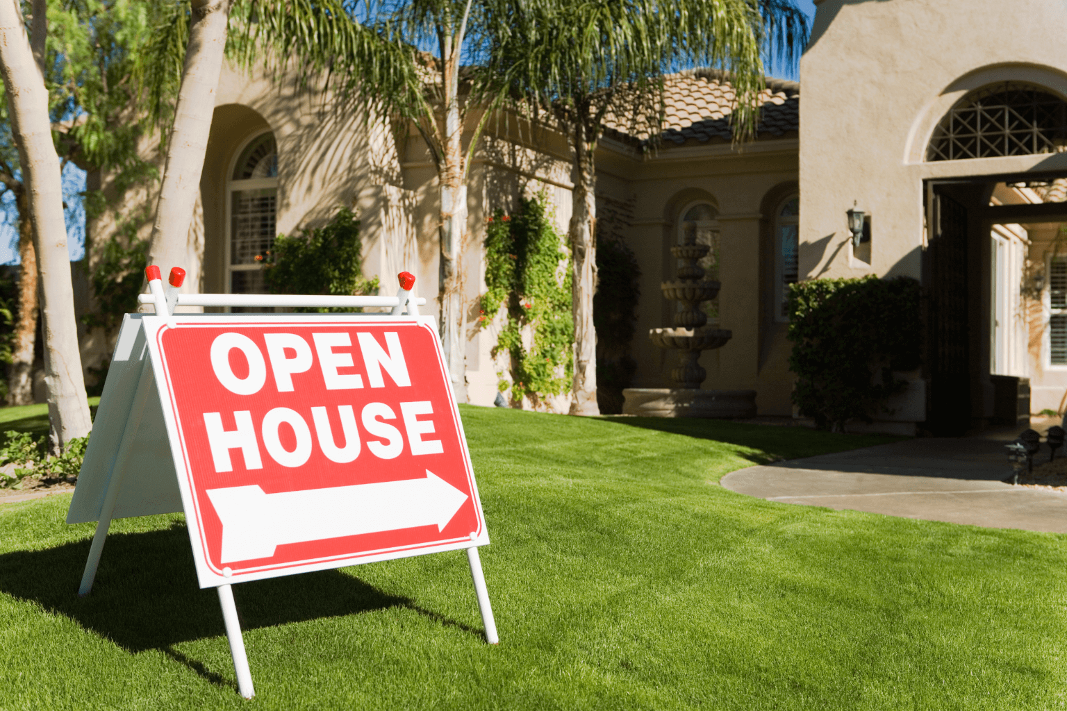 Open house setup with welcome sign