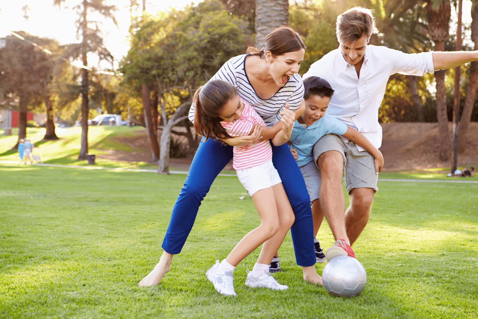 Family enjoying a park