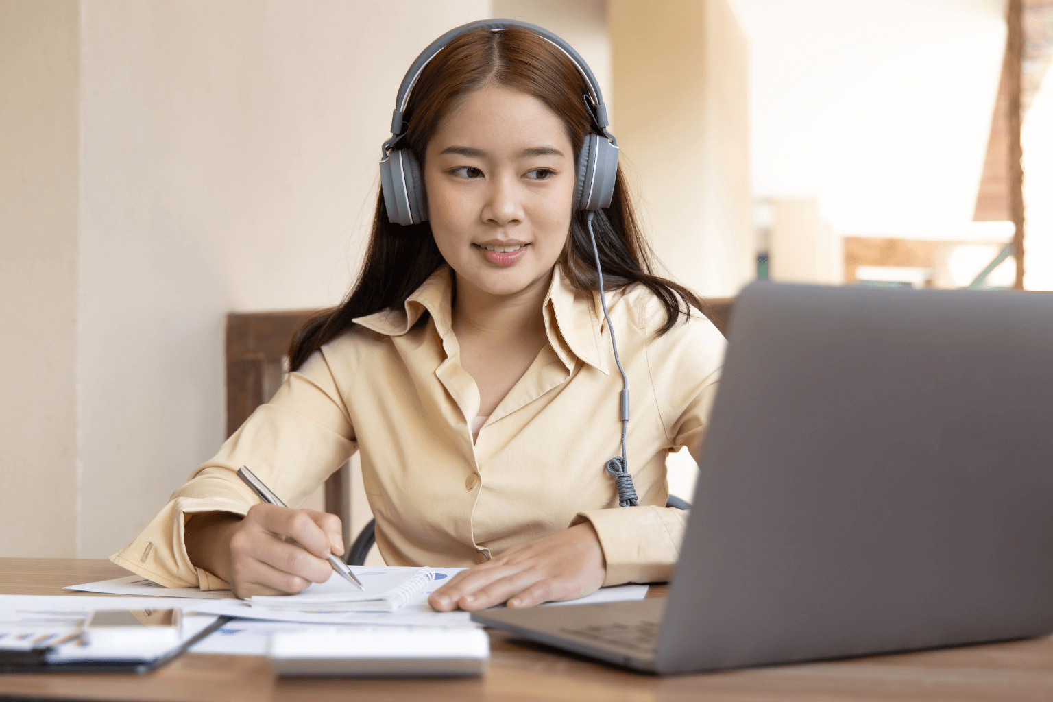 Realtor taking an online course or webinar