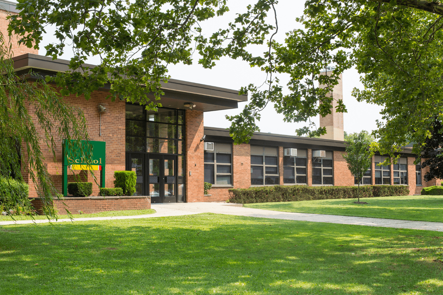 Elementary school building in a suburban California neighborhood