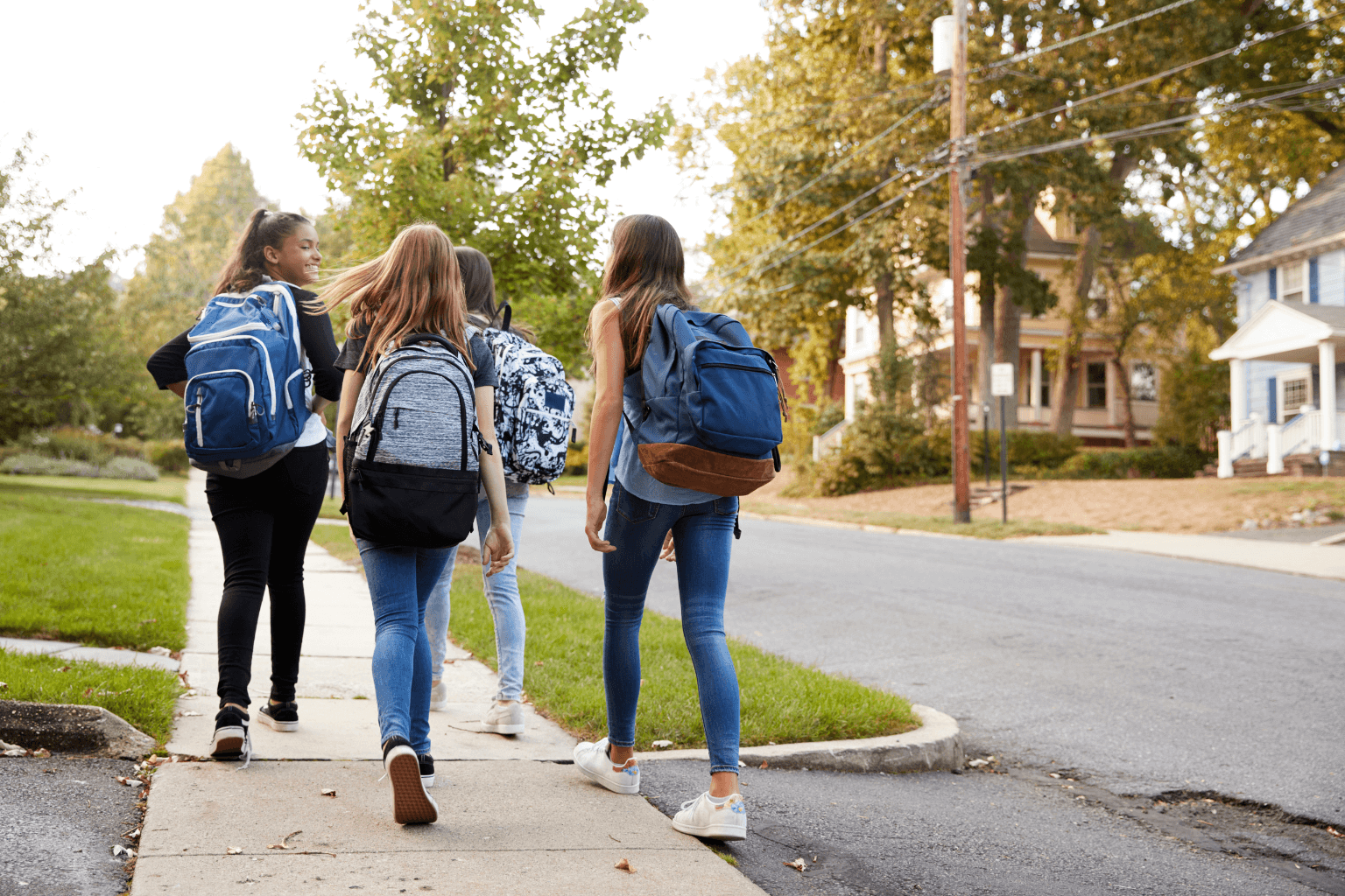 happy kids going to school