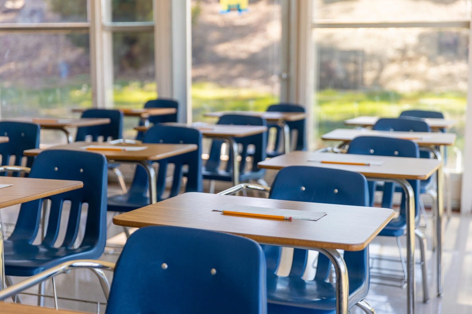 Danville Schools and Real Estate: tables and chairs inside a classroom