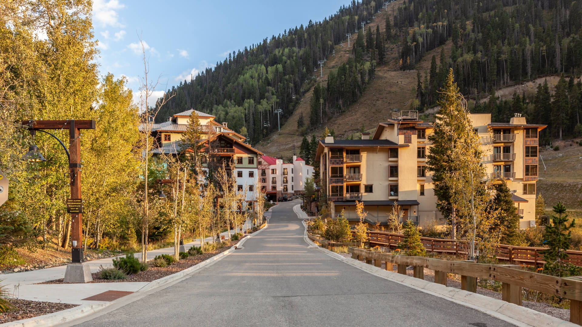 The village of Taos Ski Valley, New Mexico in fall