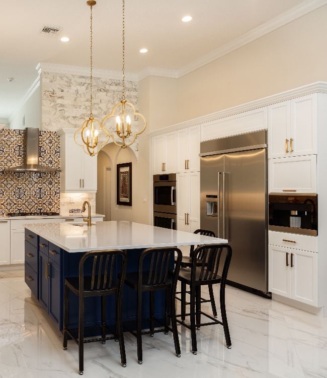 Beautiful luxury home kitchen with white cabinets.(2)