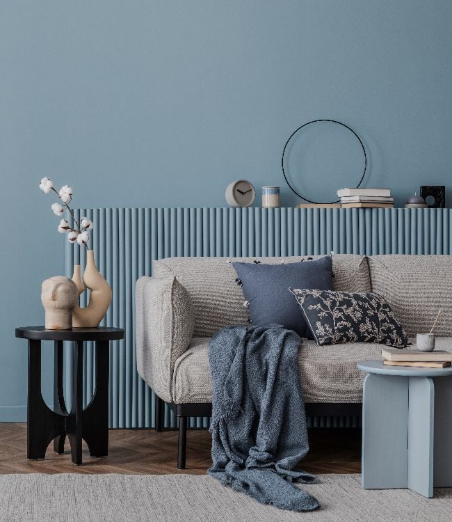 Elegant blue living room with a modern sofa(1)