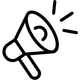 Outline of a computer monitor with a megaphone icon, representing tailored real estate marketing strategies in Rockwall, Heath, and DFW.