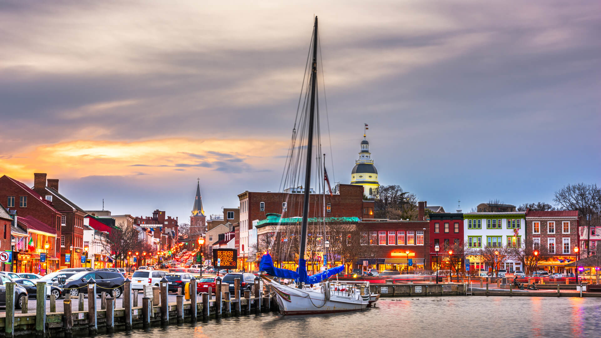 Maryland, USA from Annapolis Harbor at dusk01