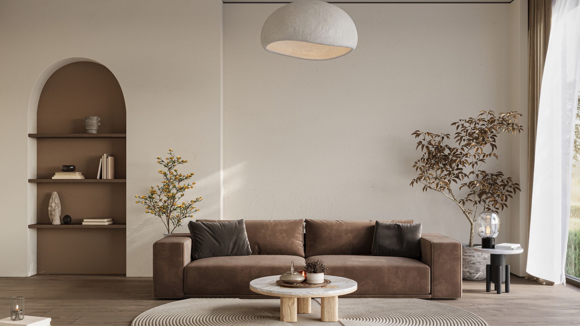 Cozy home interior in light pastel colors