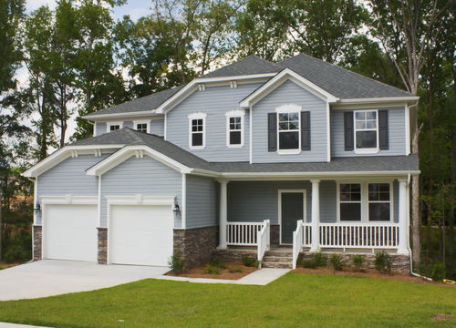 arge, upscale, two story gray home